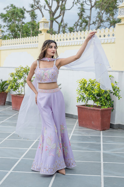 Lavender Embellished Sharara Suit Set