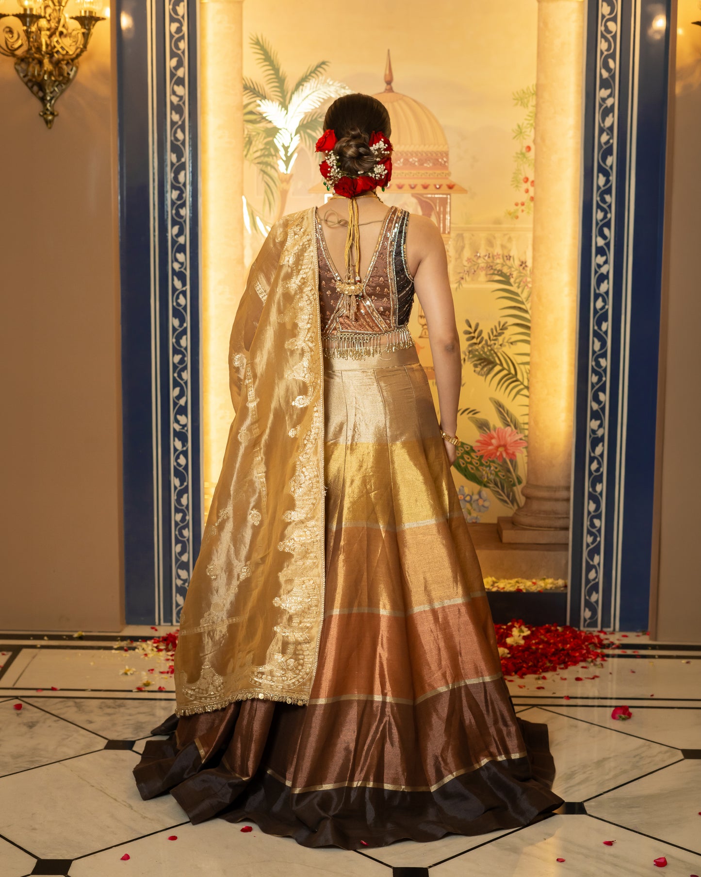 Multi-Tone Silk & Organza Lehenga Set
