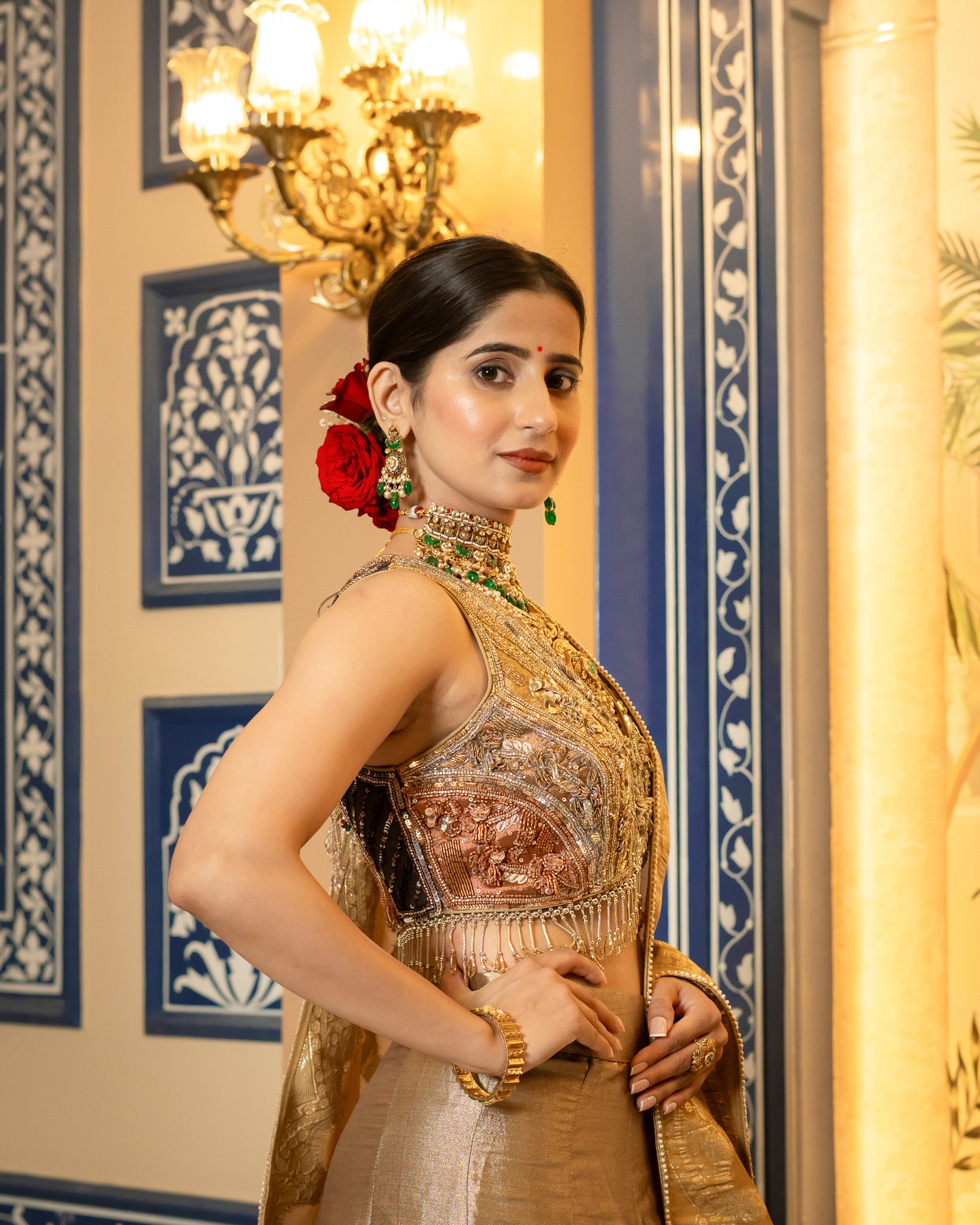 Multi-Tone Silk & Organza Lehenga Set