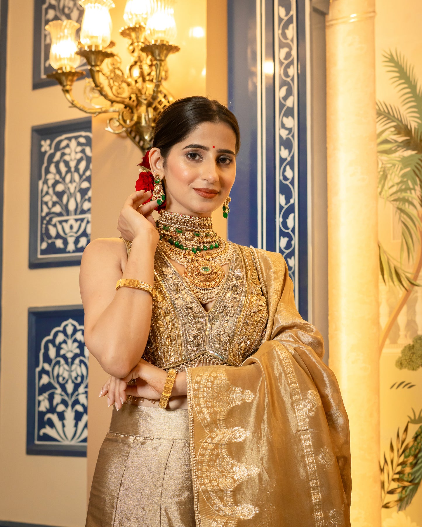 Multi-Tone Silk & Organza Lehenga Set