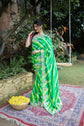 Tessar Silk Green Leheriya Saree With Gotta Embellishment