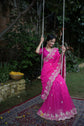 Rani Pink Mothda Saree In Georgette With Gotta Work