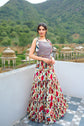 Multi Color Moti Work Crop Top With Skirt And Dupatta