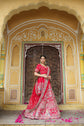 Ruby Red Royal Heritage Lehenga And Choli Set In Floral And Mugal Embroidery
