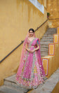 Orchid Purple Raw Silk Heavily Embellished Lehenga Set In Floral Work