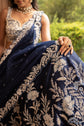 Navy Blue Thread Work Skirt With Blouse And Dupatta