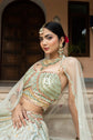 Mint Green Lehenga Choli In Georgette With Colorful Resham Embroidery And Dupatta