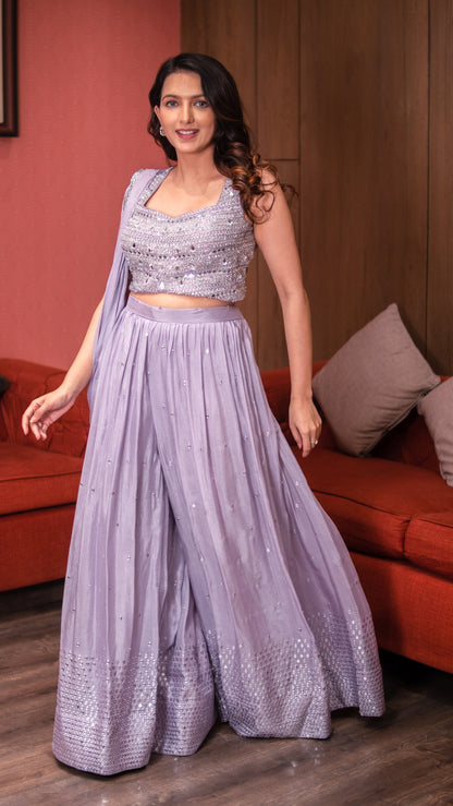 Lavender Georgette Palazzo Set With Dupatta