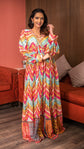 Multi Colour Digital Print Embellished Long Dress
