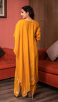 Amber Yellow Raw Silk Embellished Kurta Set