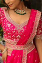 Fucia Pink Embellished Drape Lehenga