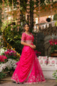 Fucia Pink Embellished Drape Lehenga