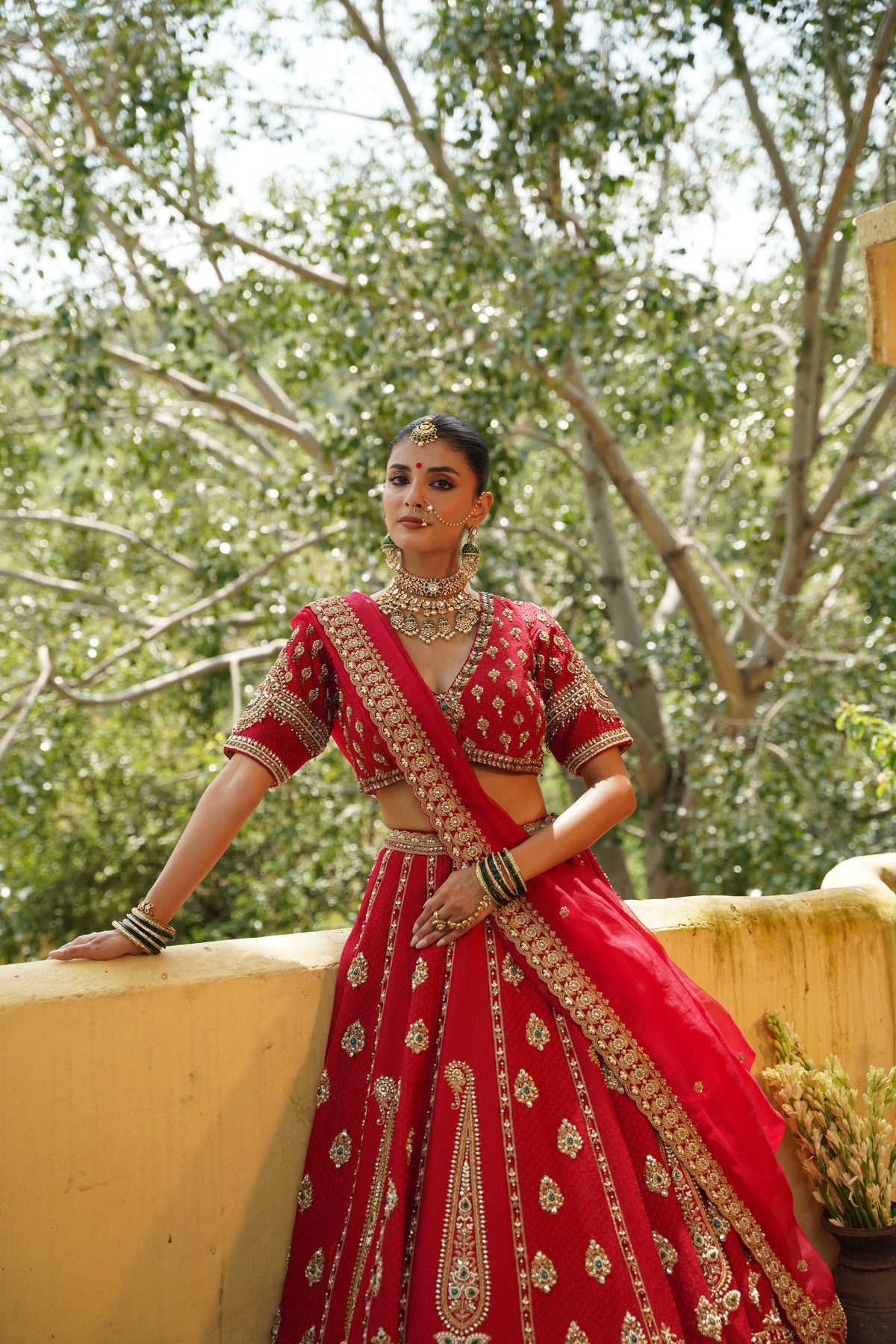 Crimson Red Bridal Lehenga Set