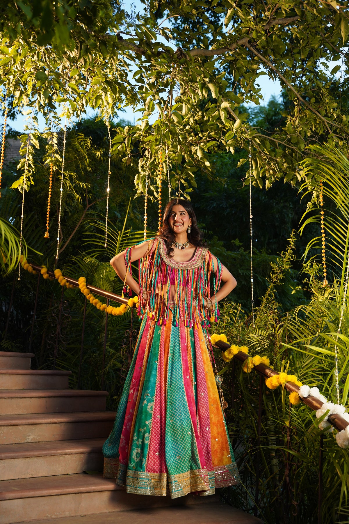 Multi-Colored Tassels Lehenga Set