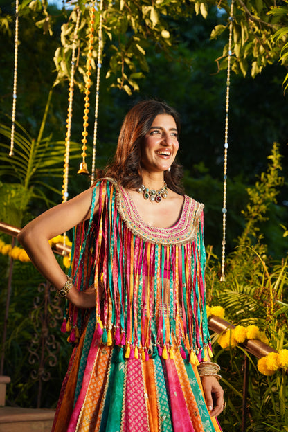 Multi-Colored Tassels Lehenga Set