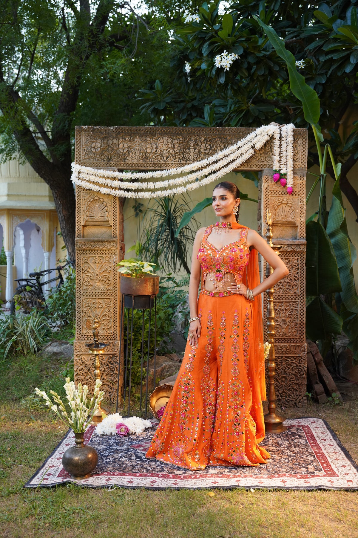 Tangerine Orange Sharara Set