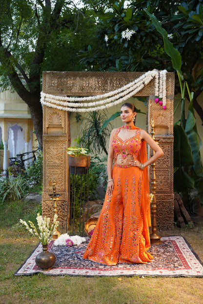 Tangerine Orange Sharara Set