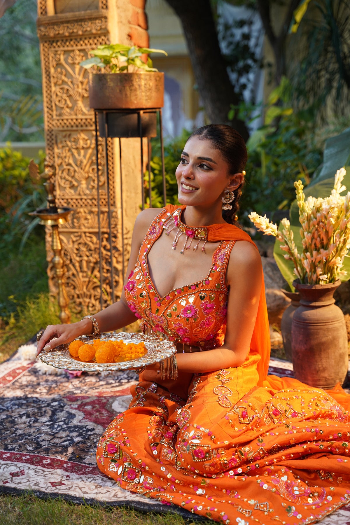 Tangerine Orange Sharara Set