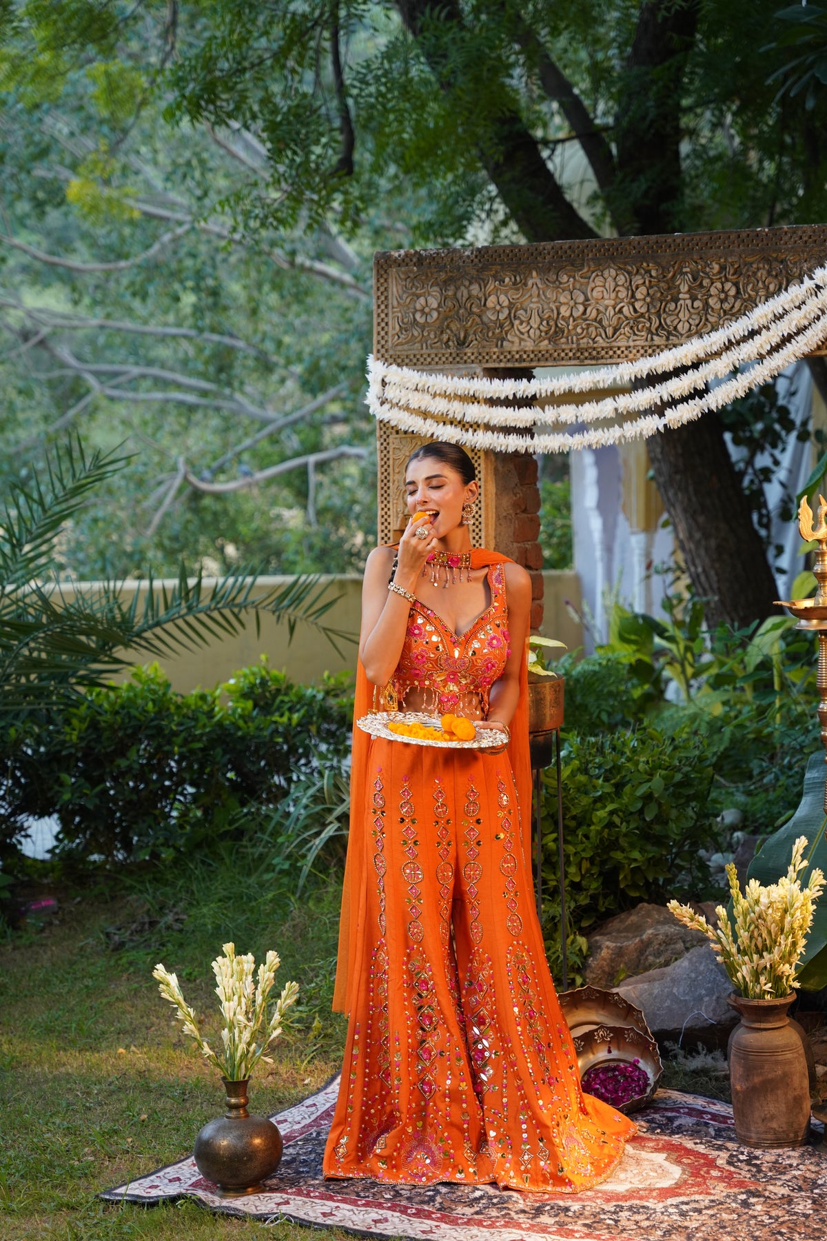 Tangerine Orange Sharara Set