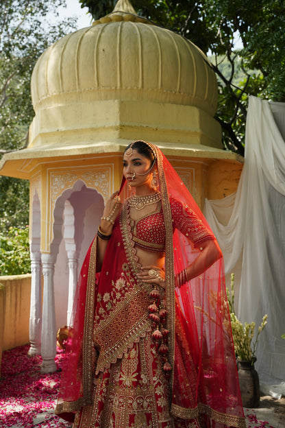 Deep Red Bridal Lehenga Set
