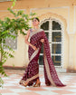 Wine Organza Silk Saree With Embellished Zardozi Work