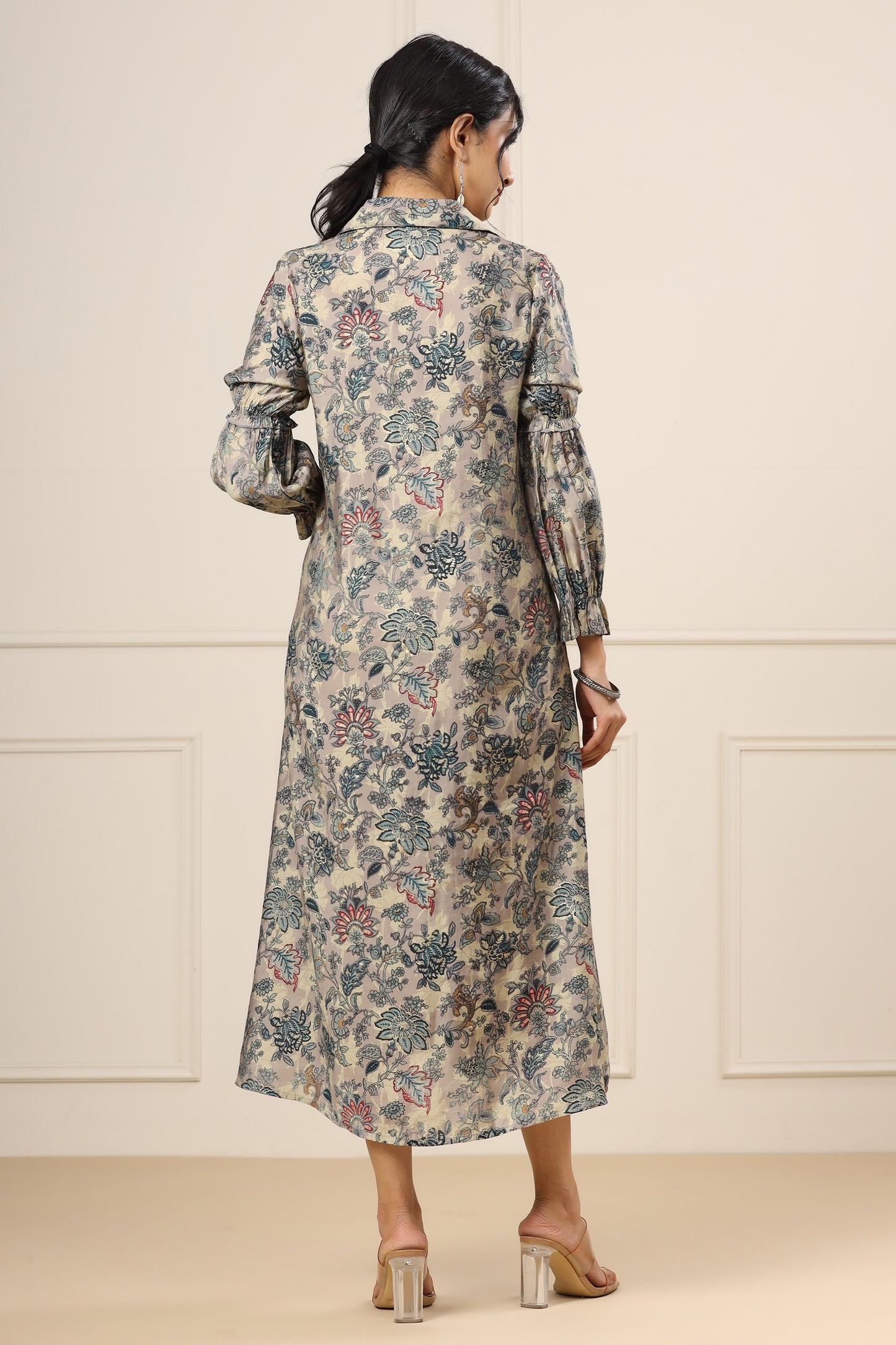 Lavender Shaded Middie Dress With Floral Print