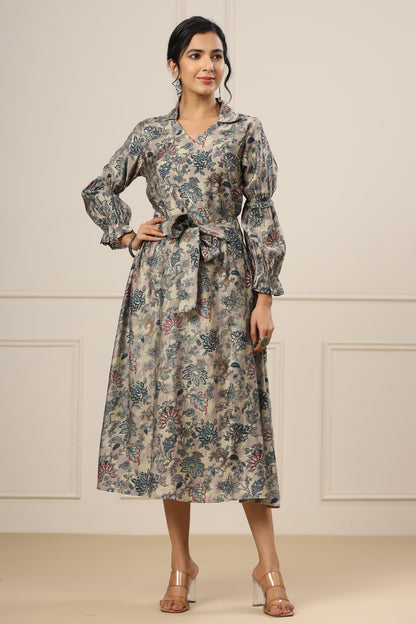 Lavender Shaded Middie Dress With Floral Print