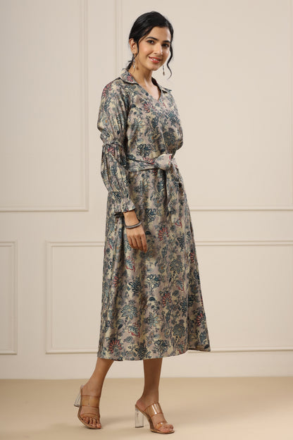 Lavender Shaded Middie Dress With Floral Print