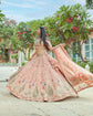 Rose Gold Organza Silk Heavily Embellished Lehenga Set In Floral And Peacock Jaal Work
