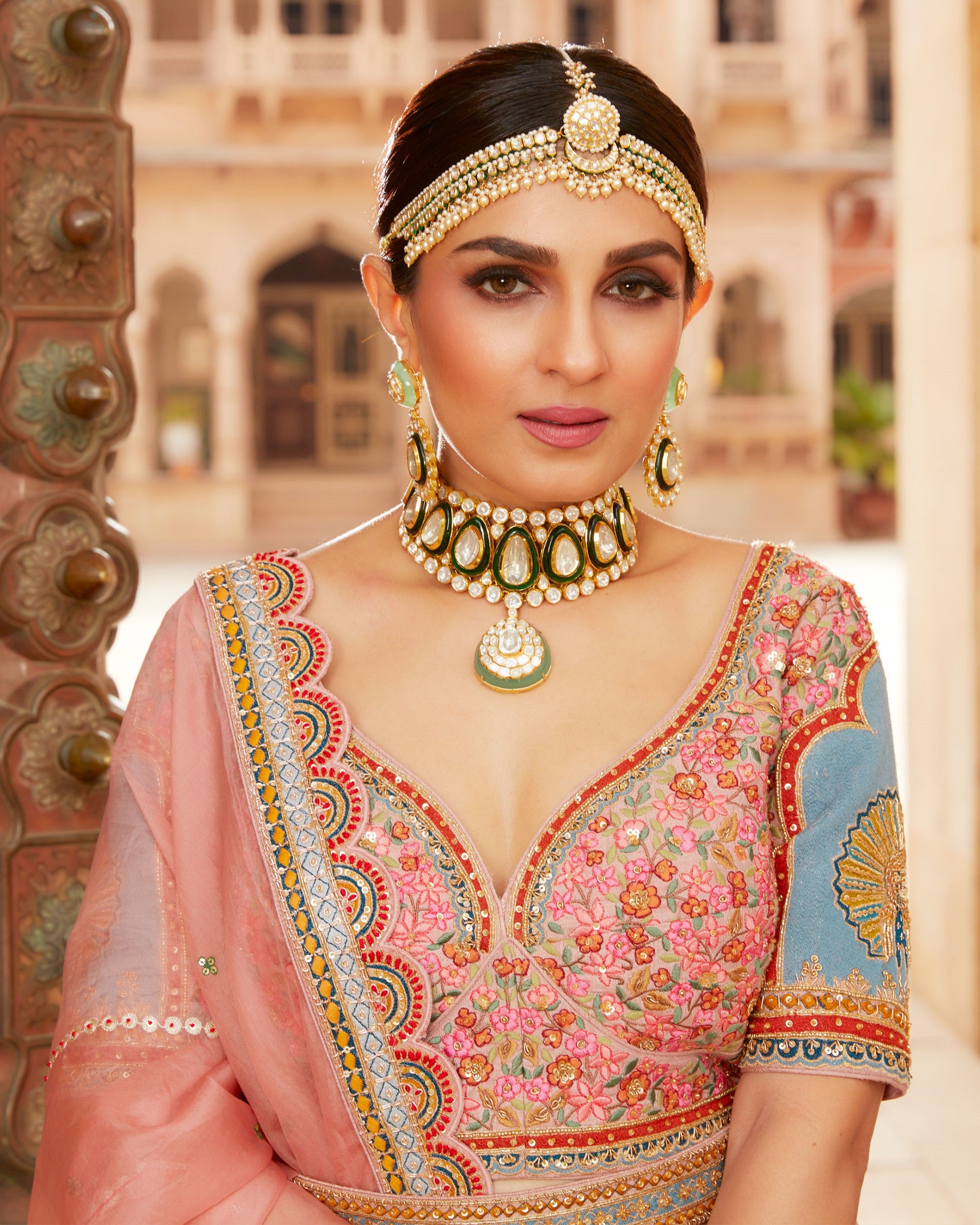 peach Color Wedding Wear panelled Lehenga With Thread And Zarkan Work