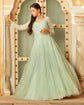 Aqua Blue Gown Fully Embellished In a Sheer Net