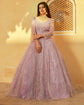 Light Lavender Net Ballgown Embellished With Moti, Sequin, Cut Dana, And Stone