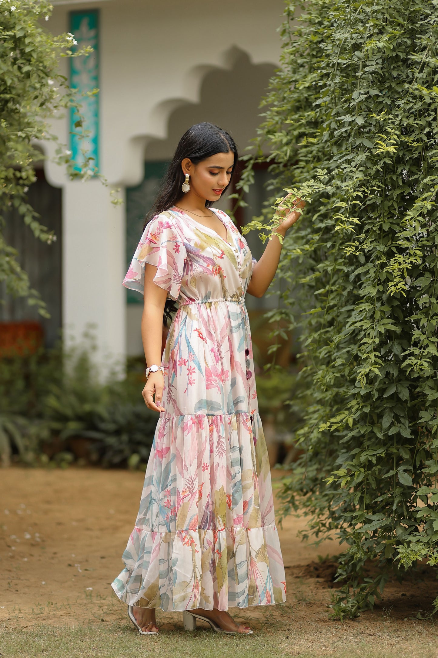 Salt White Multi Colour Floral Printed Dress