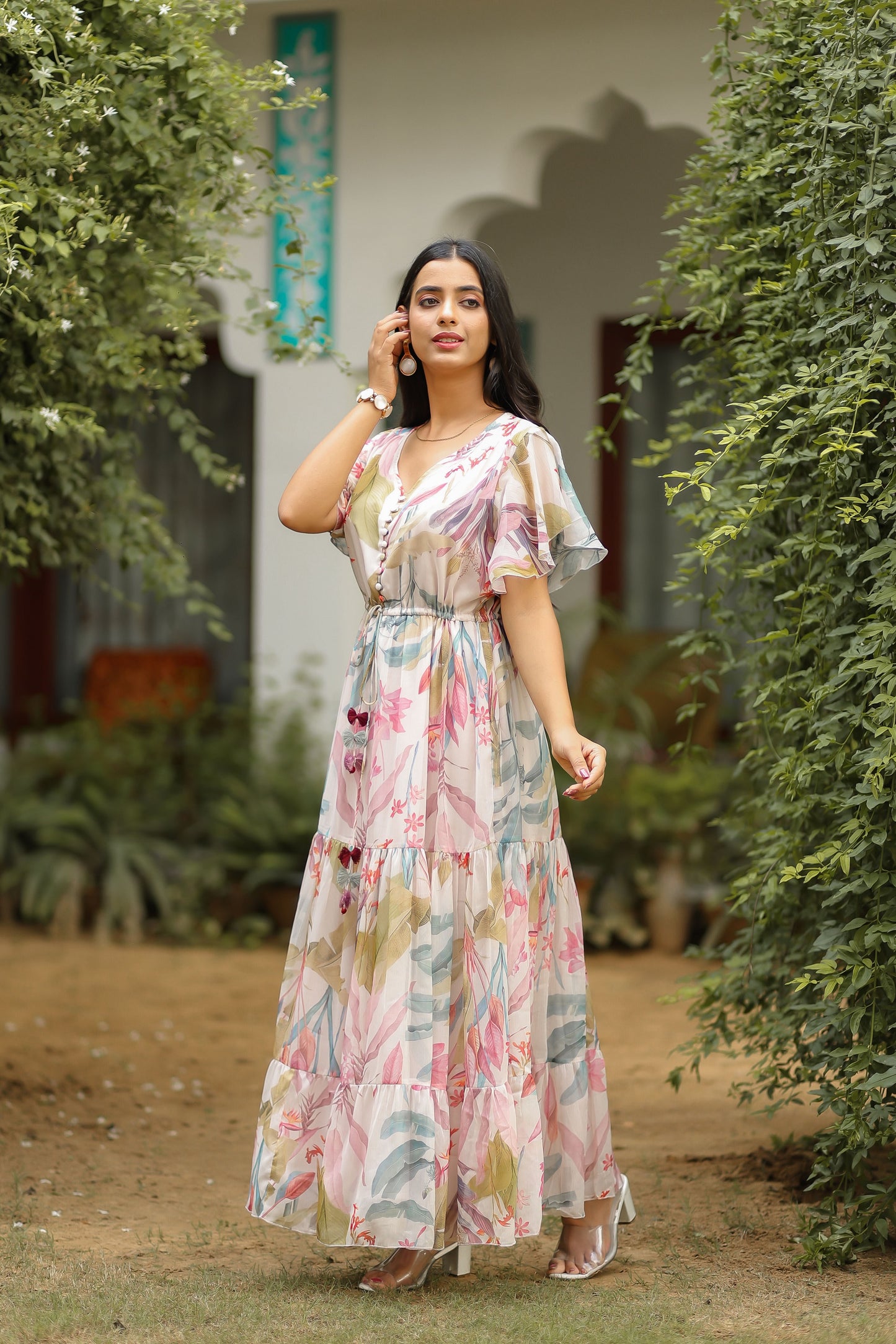 Salt White Multi Colour Floral Printed Dress