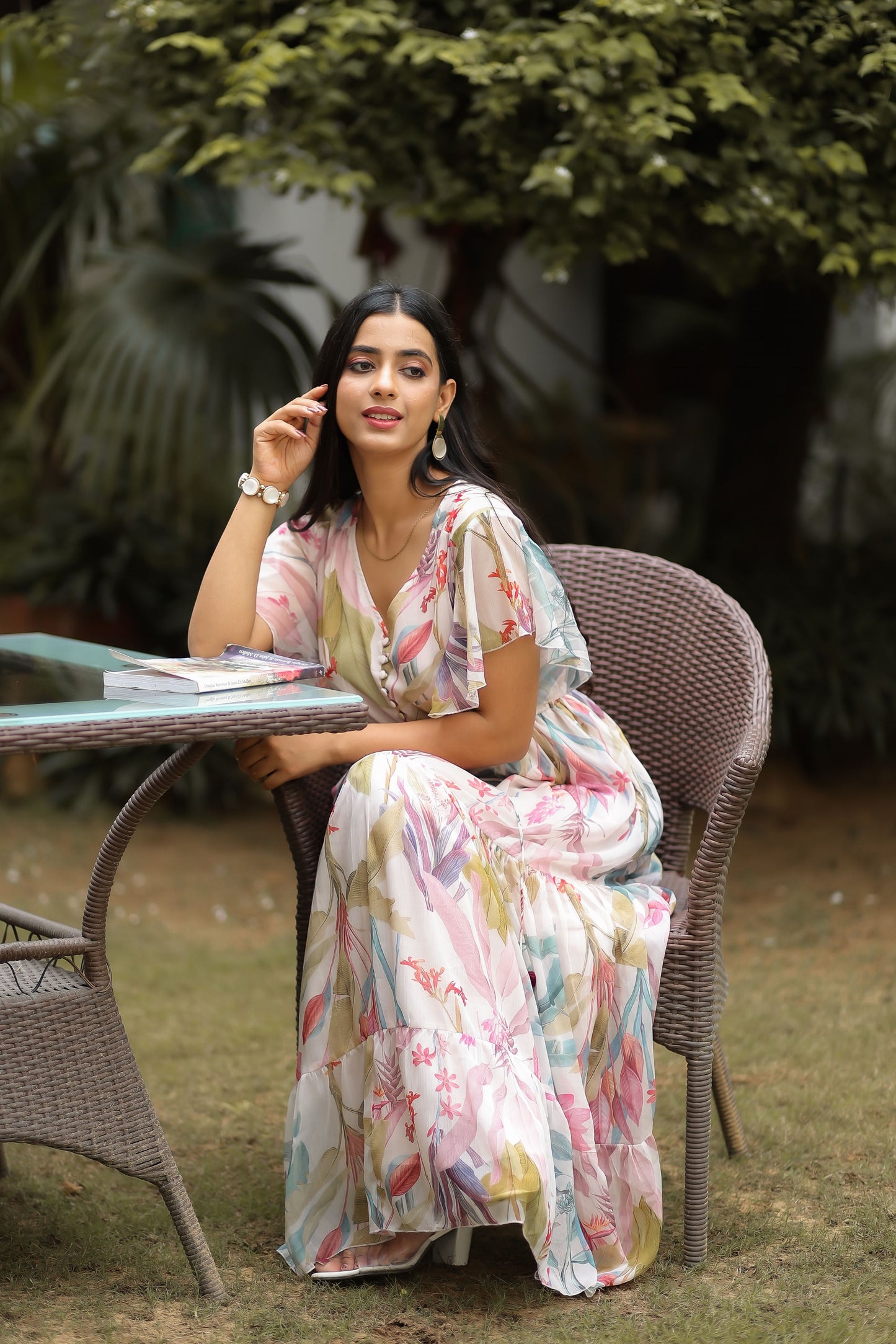 Salt White Multi Colour Floral Printed Dress