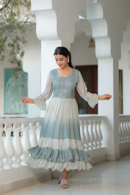 Grey Shaded Anarkali Dress