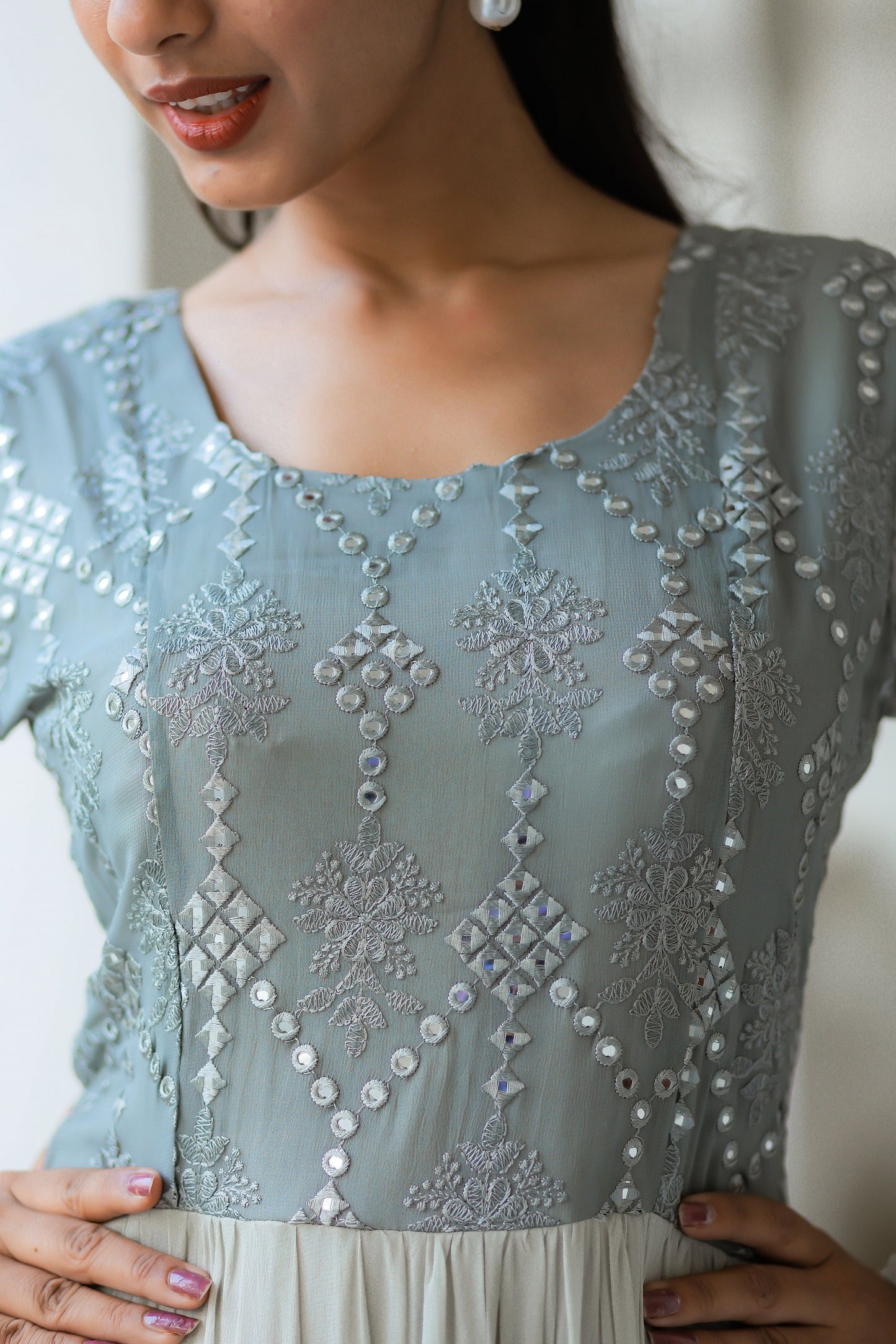 Grey Shaded Anarkali Dress