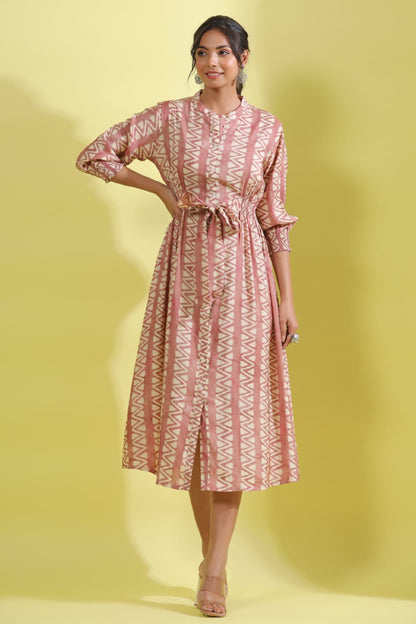 Pink Printed Middie Dress
