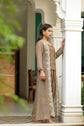 Brown Three Piece Set With Hand Moti Work
