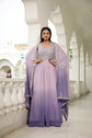 Ombre Lavender Georgette Anarkali Set With Embroidery
