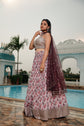 Purple Embellished And Printed Skirt Set With Dupatta