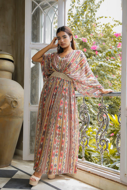 Georgette Multi Print Long Dress