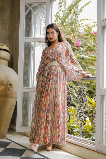 Georgette Multi Print Long Dress