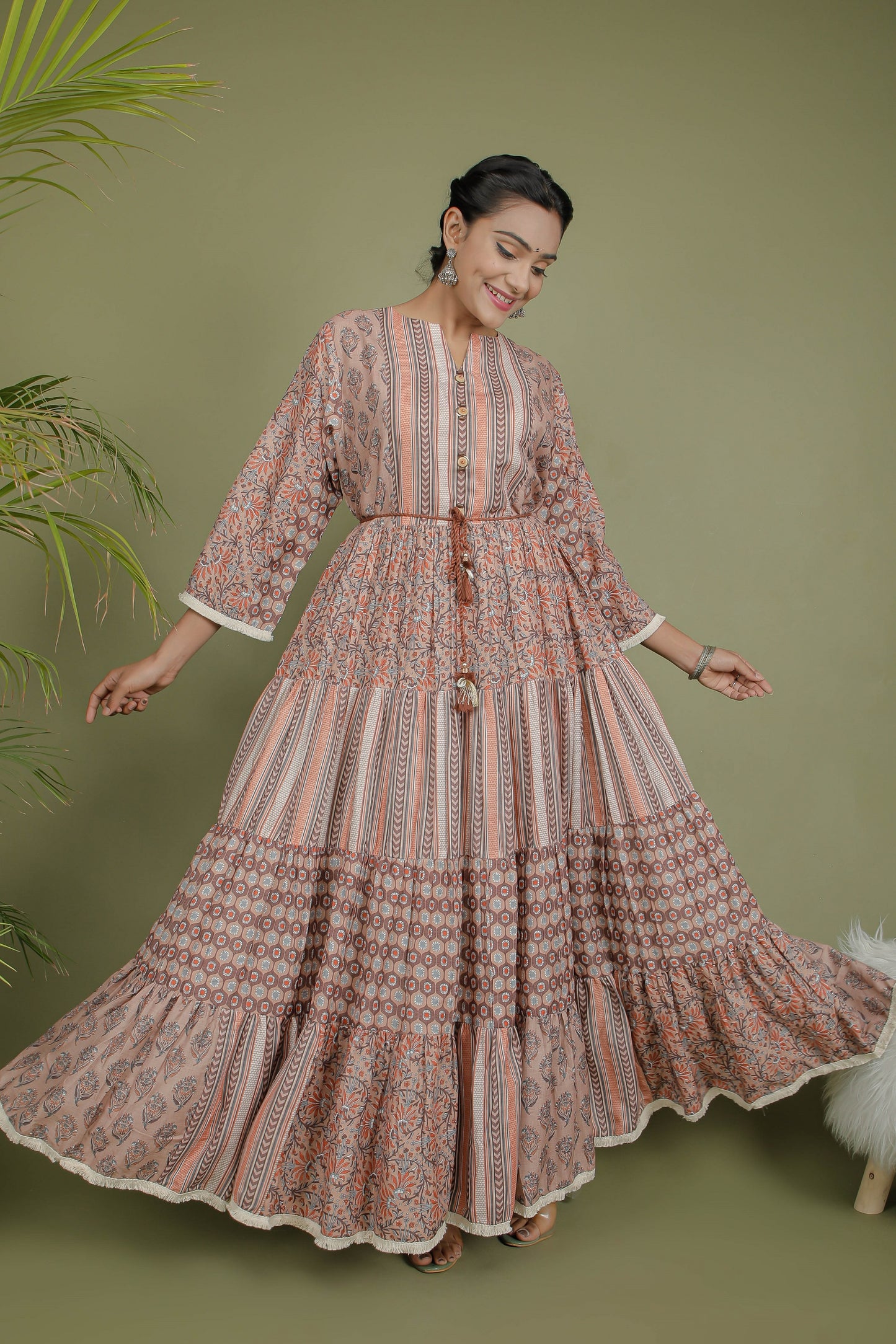 Multi-Printed Cotton Silk Anarkali Dress
