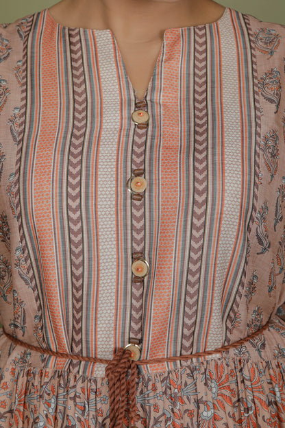 Multi-Printed Cotton Silk Anarkali Dress