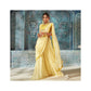 Light Yellow Georgette silk Skirt set with Attached Drape