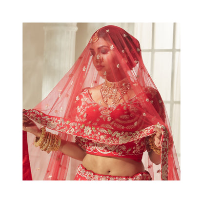Dastoor Red Bridal Lehenga Set