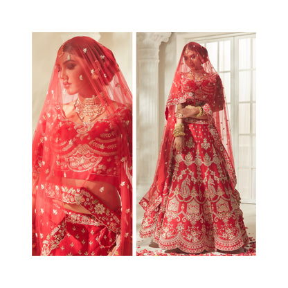 Dastoor Red Bridal Lehenga Set