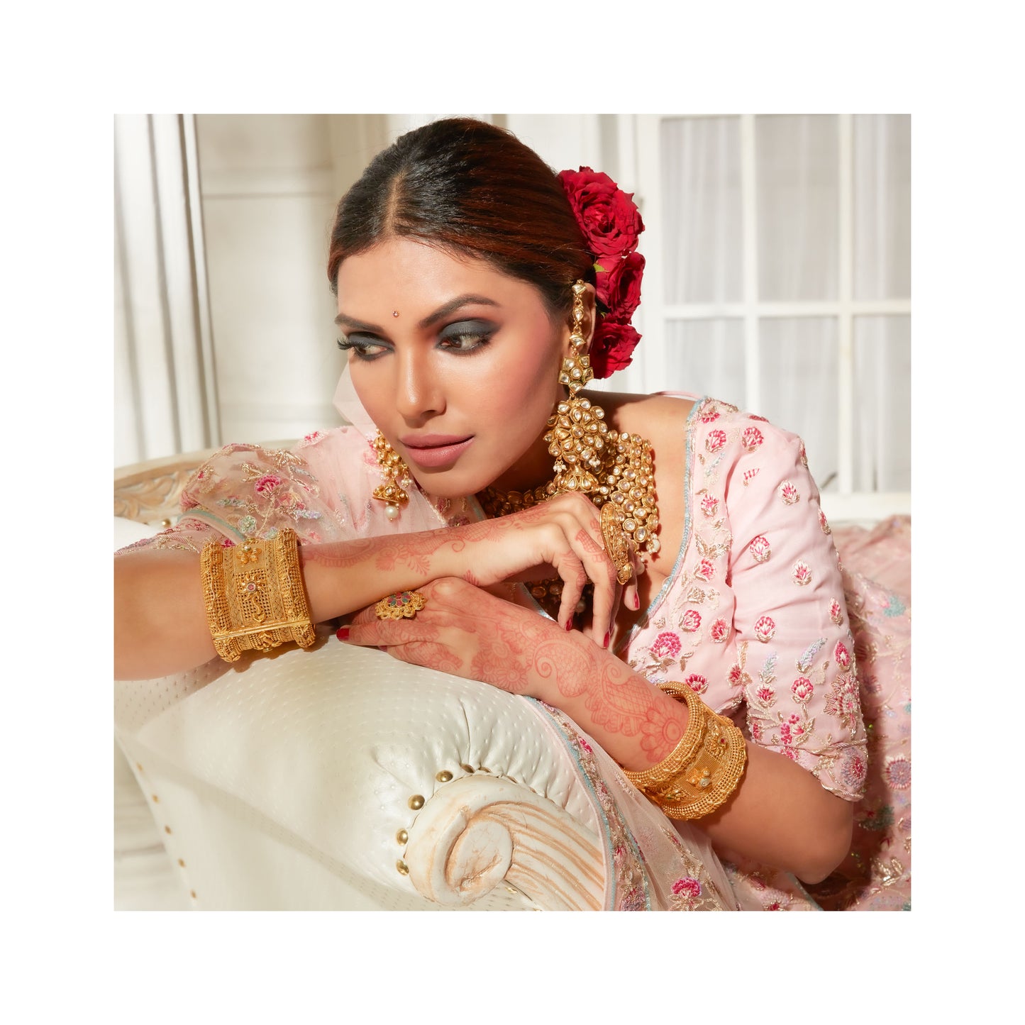 Heavenly Pink Handcrafted Bridal Lehenga Set