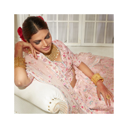 Heavenly Pink Handcrafted Bridal Lehenga Set